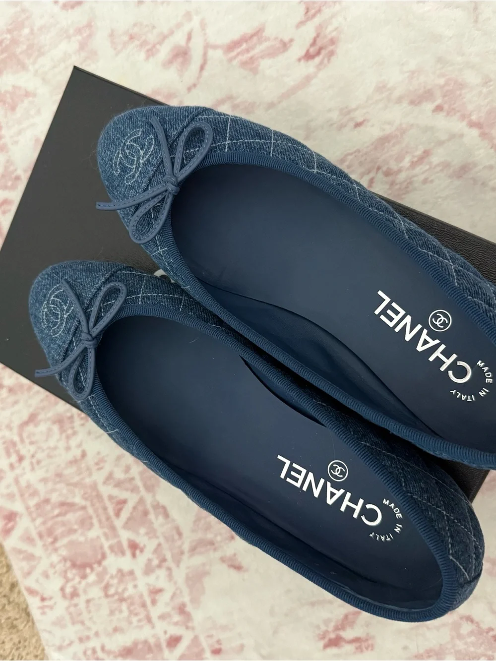 Chanel Navy Quilted Ballet Flats